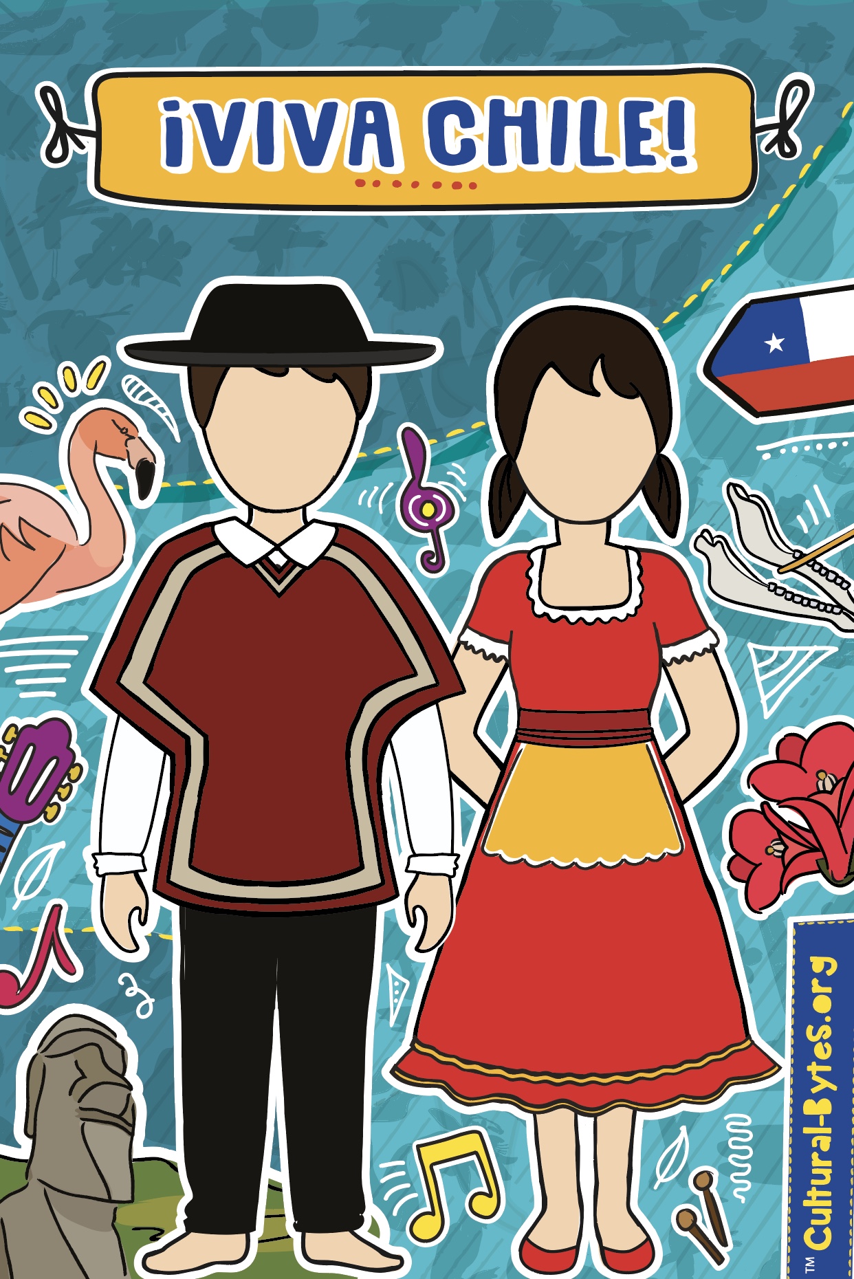 Chile Cultural Poster, Traditional Hispanic Attire