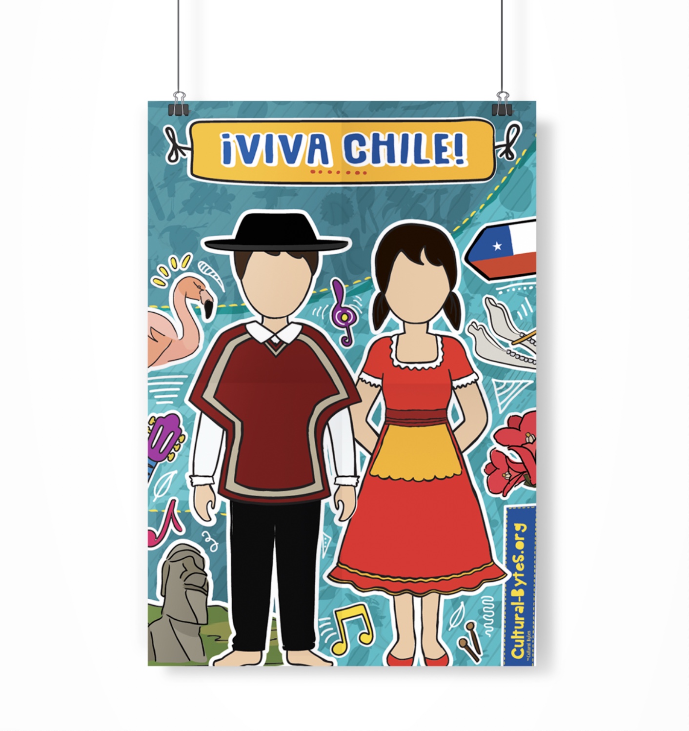 Chile Cultural Poster, Traditional Hispanic Attire