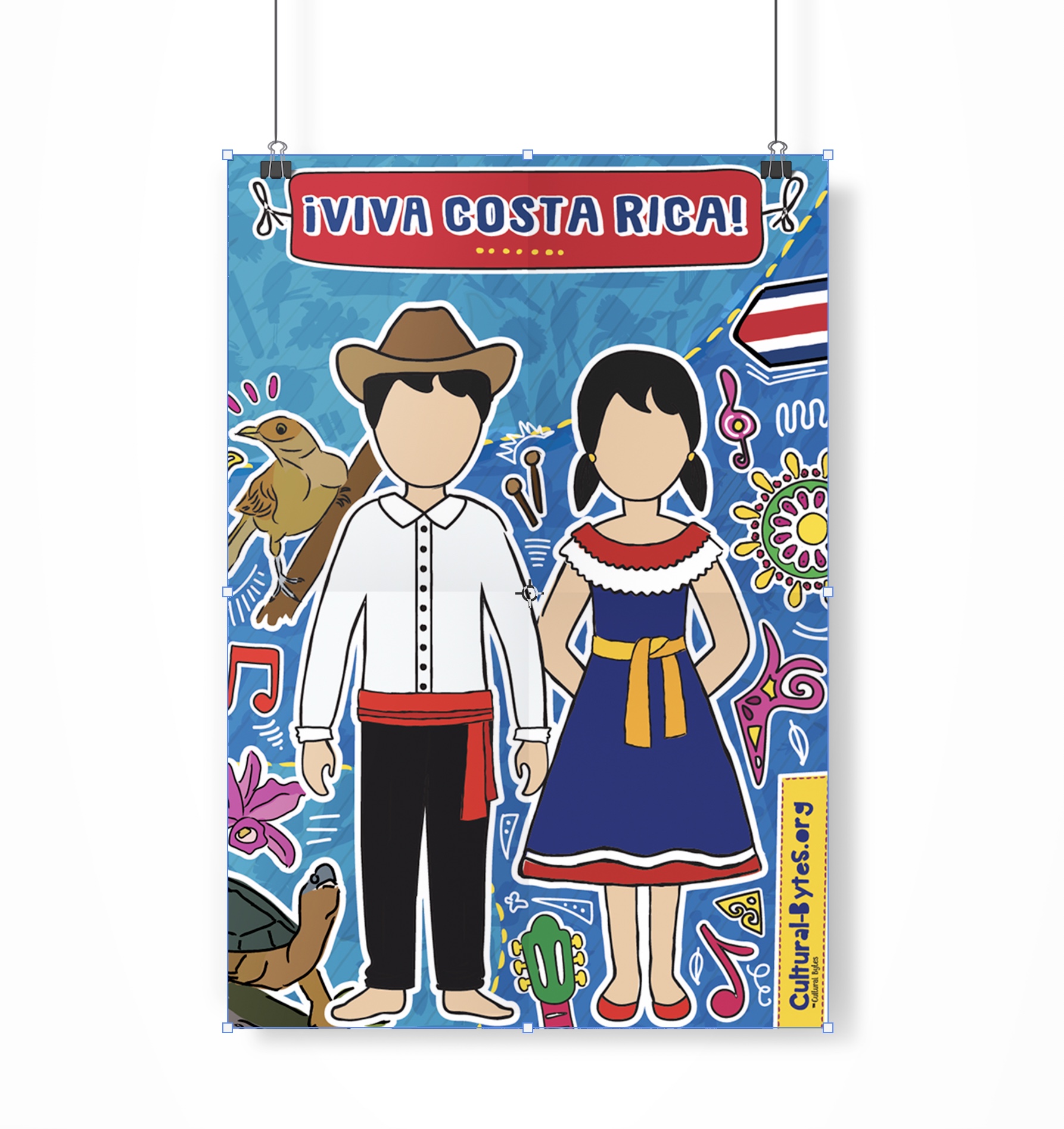 Costa Rica Cultural Poster, Traditional Hispanic Attire