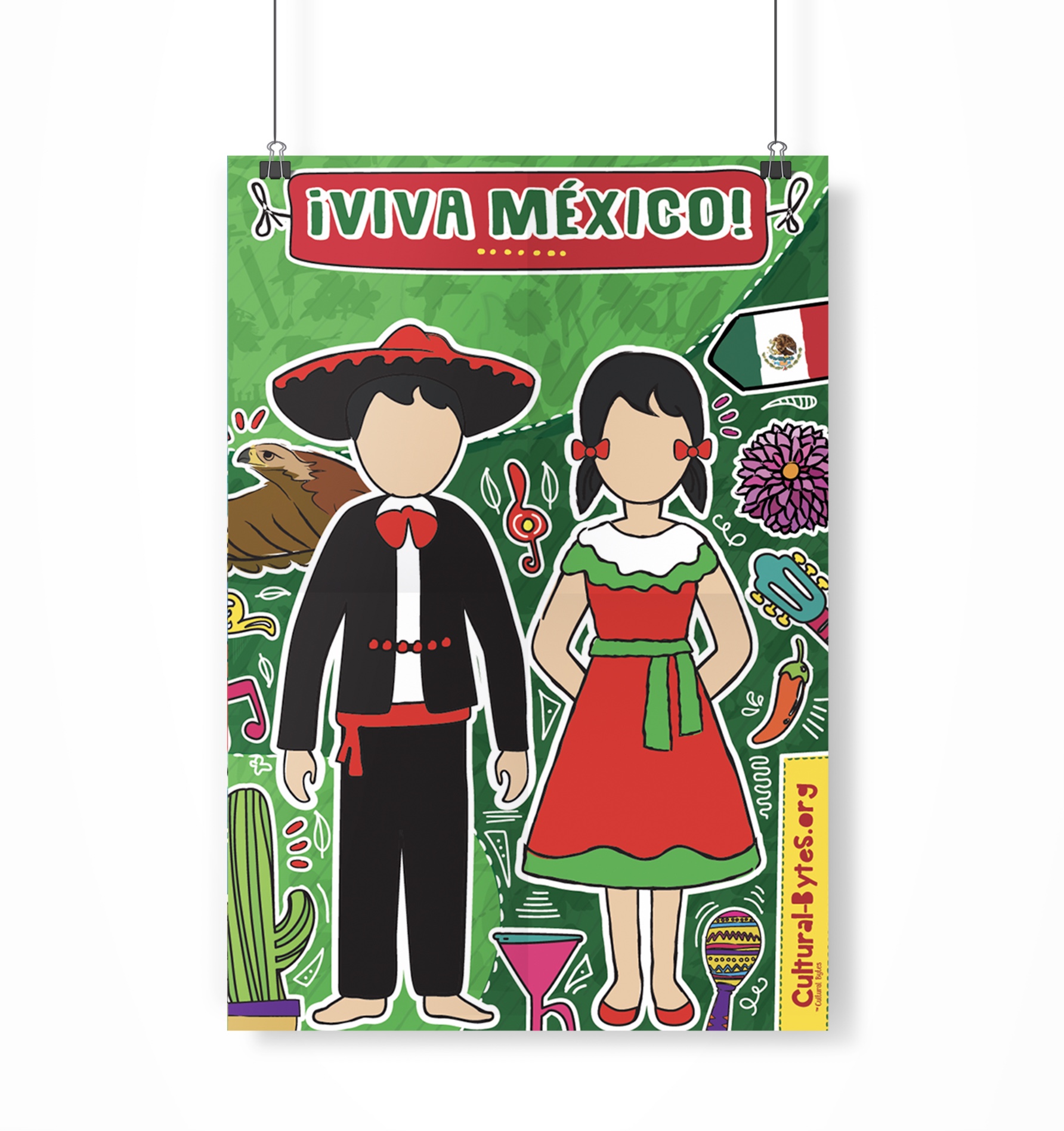 Mexico Cultural Poster, Traditional Hispanic Attire